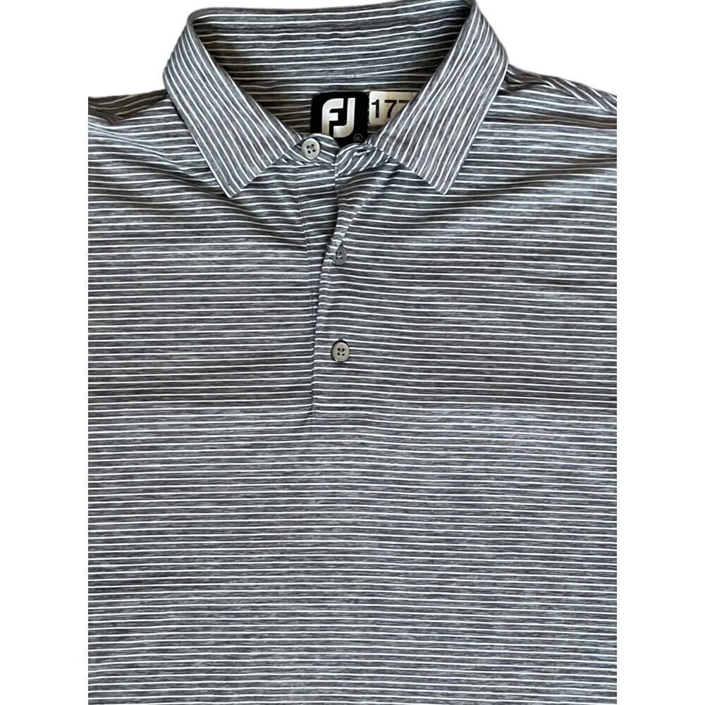 FootJoy Mens XL Grey White Striped Golf Polo Eagle Creek Golf Club Short‎ Sleeve
